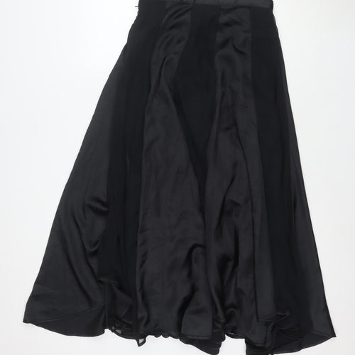Frank Usher Women's Black Silk Flared Long Skirt Size 10