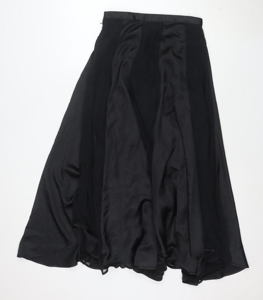 Frank Usher Women's Black Silk Flared Long Skirt Size 10