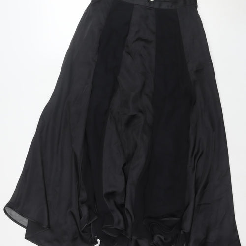 Frank Usher Women's Black Silk Flared Long Skirt Size 10