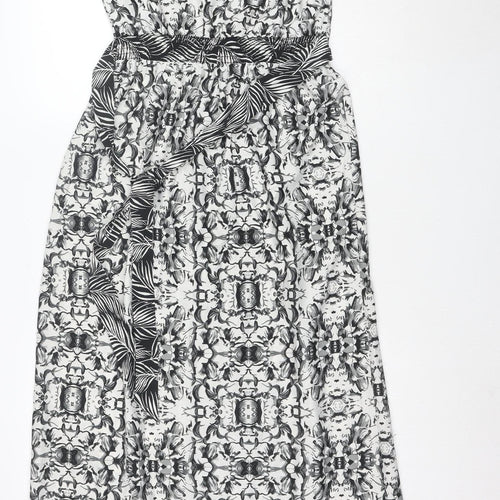 Dorothy Perkins Women Black Floral Maxi Dress Size 10 Sleeveless V-Neck