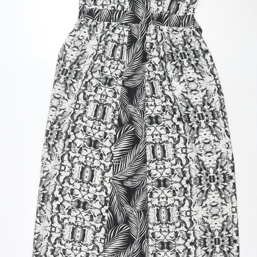 Dorothy Perkins Women Black Floral Maxi Dress Size 10 Sleeveless V-Neck