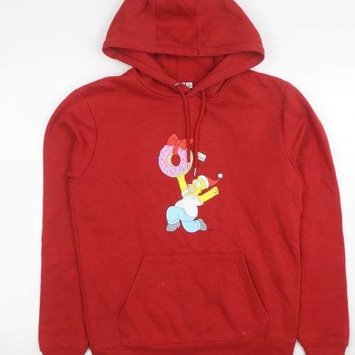 The Simpsons Men's Red Pullover Hoodie S Homer Graphic Fleece