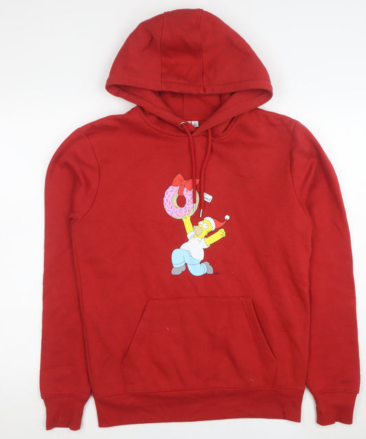 The Simpsons Men's Red Pullover Hoodie S Homer Graphic Fleece