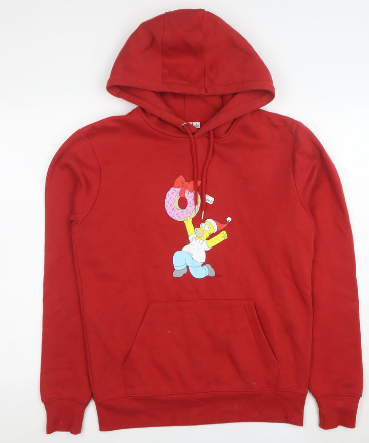 The Simpsons Men's Red Pullover Hoodie S Homer Graphic Fleece