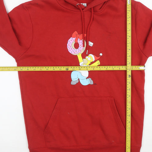The Simpsons Men's Red Pullover Hoodie S Homer Graphic Fleece
