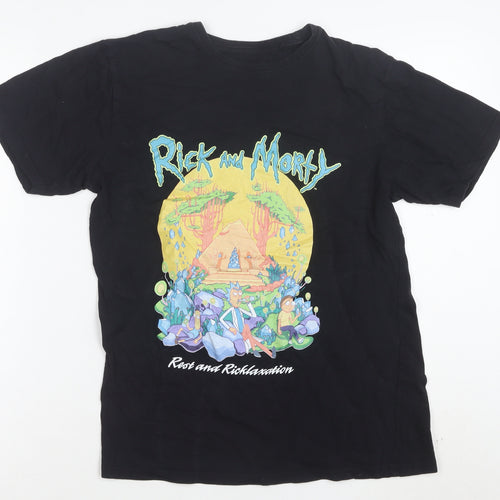 Adult Swim Rick and Morty Black Cotton Men’s T-Shirt Size S Graphic Tee