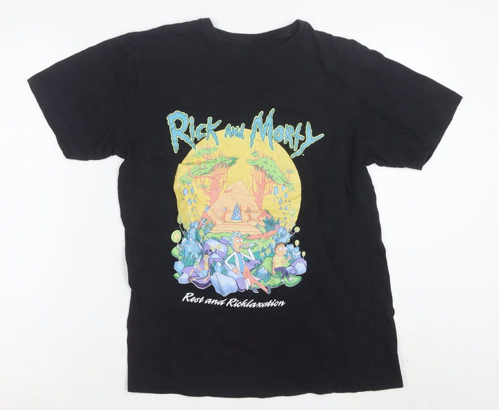 Adult Swim Rick and Morty Black Cotton Men’s T-Shirt Size S Graphic Tee