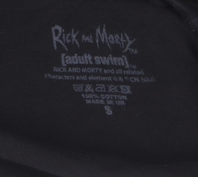 Adult Swim Rick and Morty Black Cotton Men’s T-Shirt Size S Graphic Tee