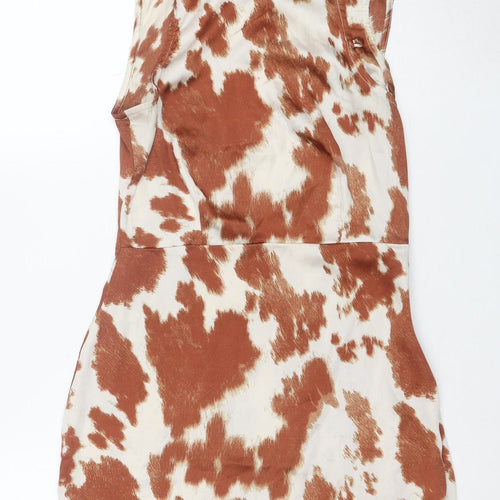 Beginning Boutique Brown Animal Print Sleeveless Shift Dress Women’s UK 10