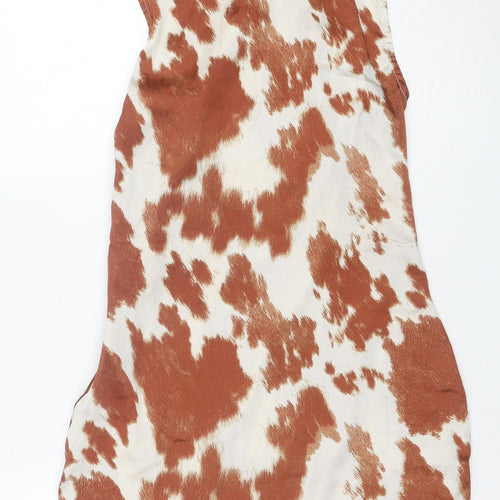 Beginning Boutique Brown Animal Print Sleeveless Shift Dress Women’s UK 10