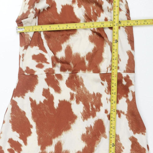 Beginning Boutique Brown Animal Print Sleeveless Shift Dress Women’s UK 10
