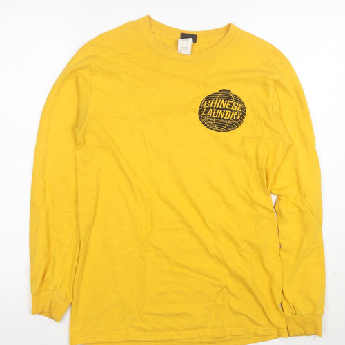 Chinese Laundry Men's Yellow Long Sleeve Cotton T-Shirt Size S