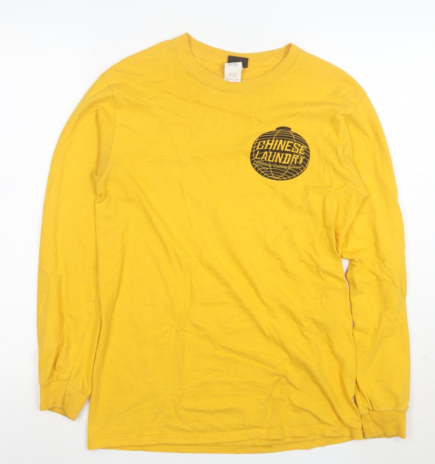 Chinese Laundry Men's Yellow Long Sleeve Cotton T-Shirt Size S