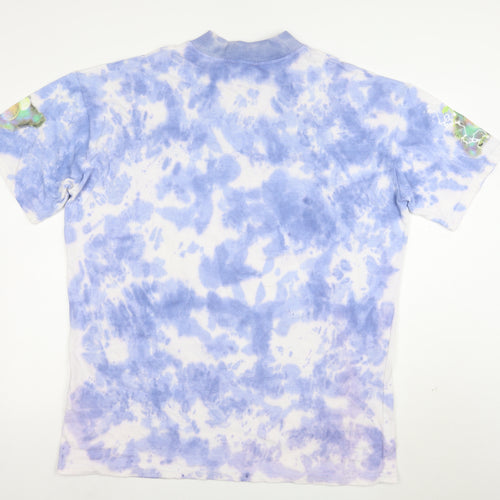 BoohooMAN Men's Blue Tie Dye Hollywood Graphic Cotton T-Shirt Size M