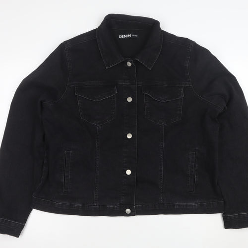 George Women’s Black Denim Jacket Size 22 Plus Classic Casual