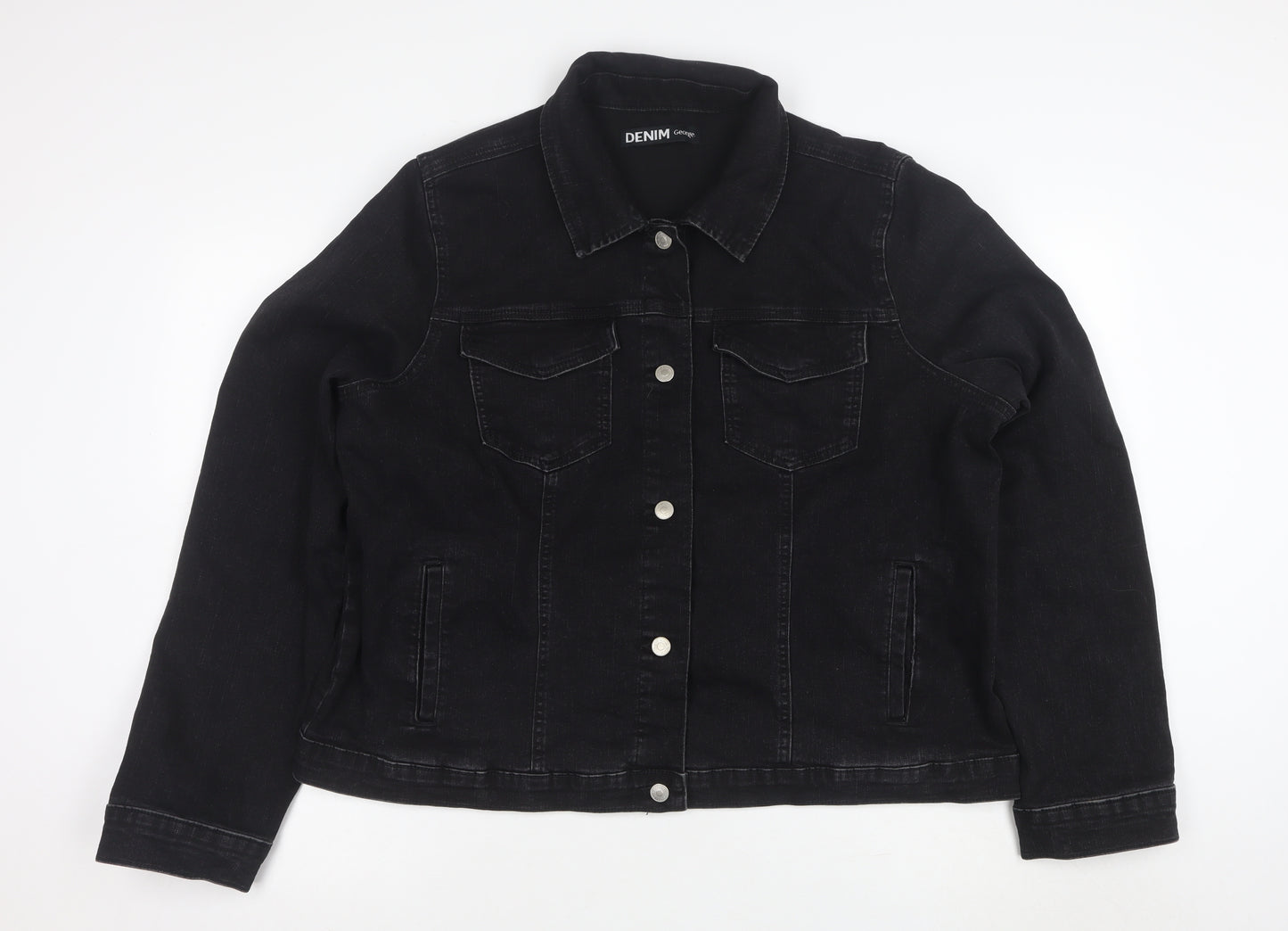 George Women’s Black Denim Jacket Size 22 Plus Classic Casual