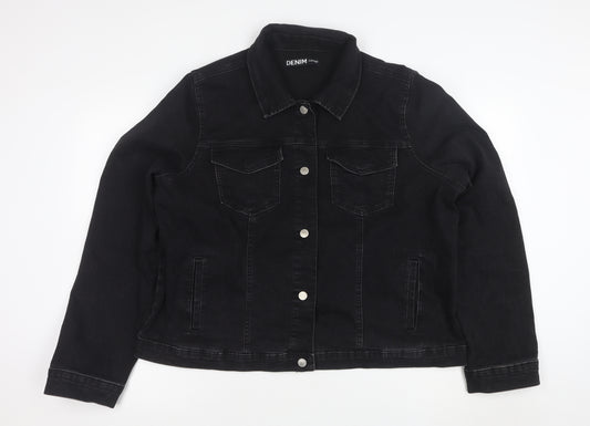 George Women’s Black Denim Jacket Size 22 Plus Classic Casual