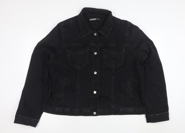George Women’s Black Denim Jacket Size 22 Plus Classic Casual