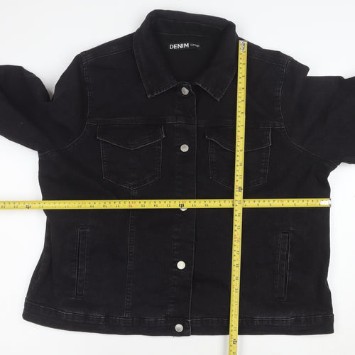 George Women’s Black Denim Jacket Size 22 Plus Classic Casual