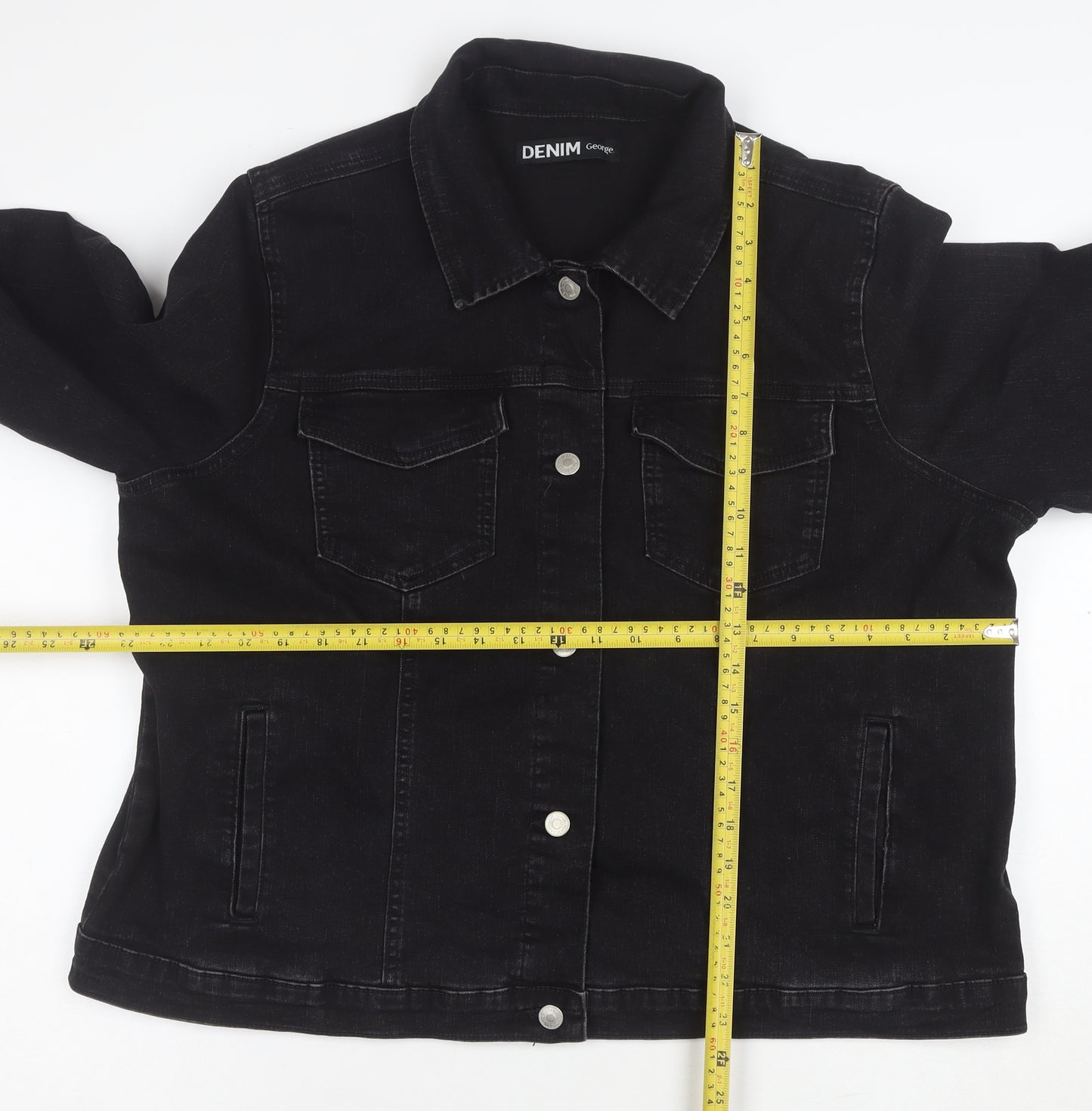 George Women’s Black Denim Jacket Size 22 Plus Classic Casual