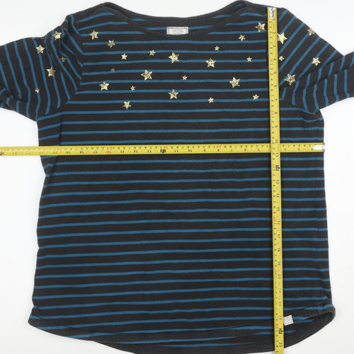 Fat Face Women's Blue Striped Long Sleeve Boat Neck Star Top L