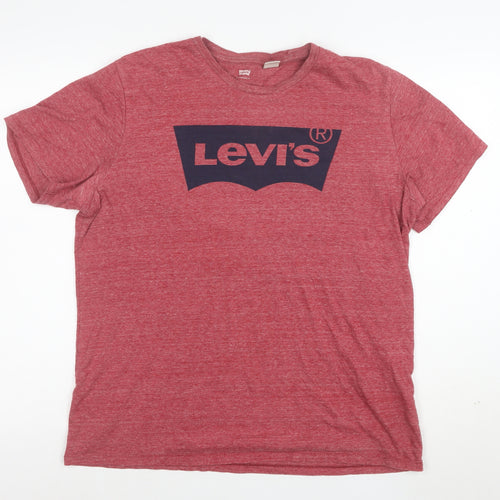 Levi's Women's Red Logo T-Shirt Size L Short Sleeve Cotton Blend