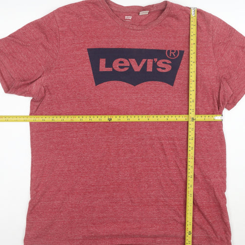 Levi's Women's Red Logo T-Shirt Size L Short Sleeve Cotton Blend