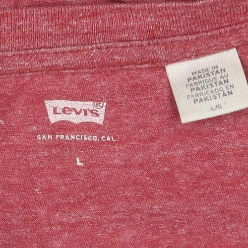Levi's Women's Red Logo T-Shirt Size L Short Sleeve Cotton Blend