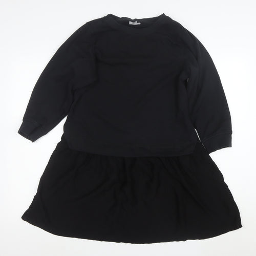 Oliver Bonas Womens Black Size 10 Long Sleeve Sweatshirt Dress