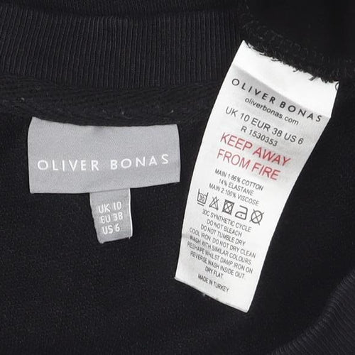 Oliver Bonas Womens Black Size 10 Long Sleeve Sweatshirt Dress