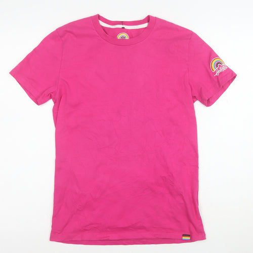 Hollister Men’s Pink Pride Rainbow Crew Neck Cotton T-Shirt XS