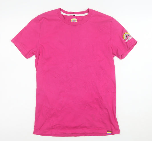 Hollister Men’s Pink Pride Rainbow Crew Neck Cotton T-Shirt XS