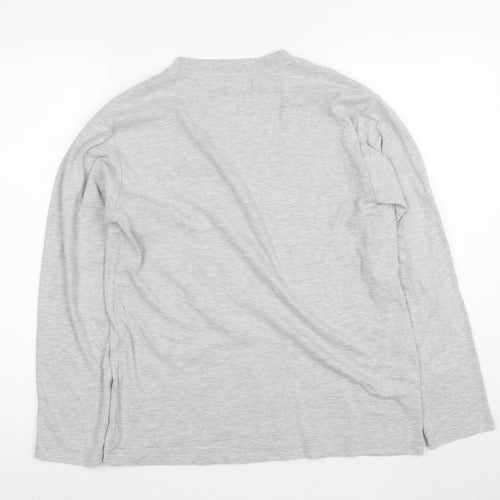 Champion Men's Grey Long Sleeve Crew Neck Cotton T-Shirt M