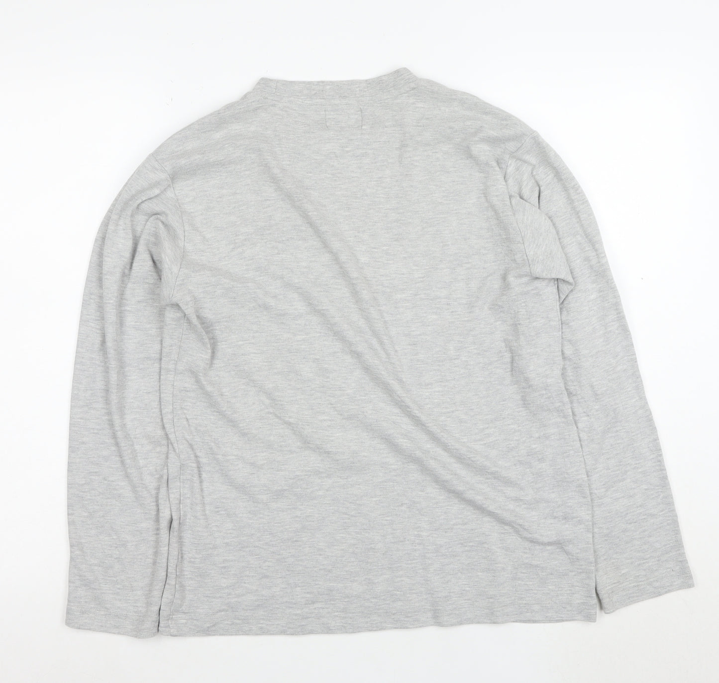 Champion Men's Grey Long Sleeve Crew Neck Cotton T-Shirt M