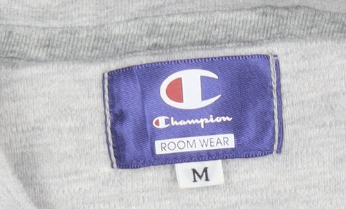 Champion Men's Grey Long Sleeve Crew Neck Cotton T-Shirt M