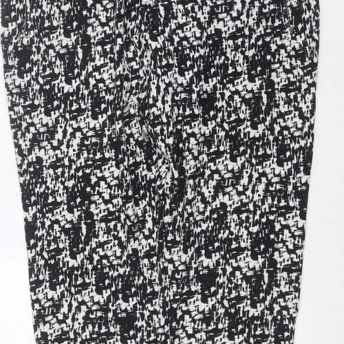 Wallis Women’s Black Geometric Print Cropped Stretch Trousers Size 16