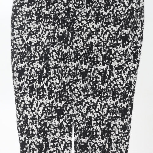 Wallis Women’s Black Geometric Print Cropped Stretch Trousers Size 16