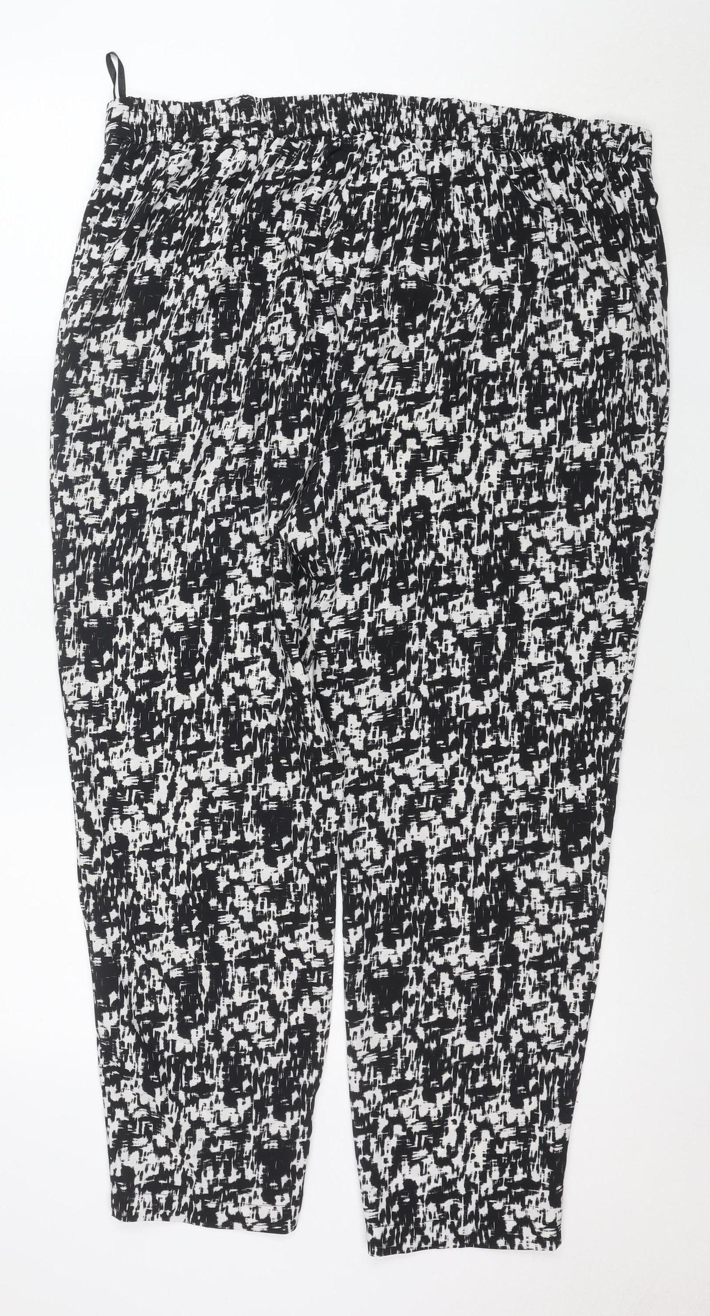 Wallis Women’s Black Geometric Print Cropped Stretch Trousers Size 16