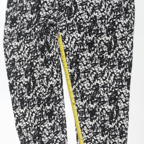 Wallis Women’s Black Geometric Print Cropped Stretch Trousers Size 16