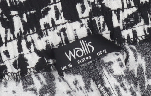 Wallis Women’s Black Geometric Print Cropped Stretch Trousers Size 16