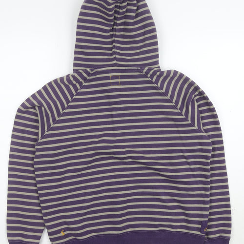 Joules Womens Purple Beige Stripe Pullover Hoodie Size 14 Cotton