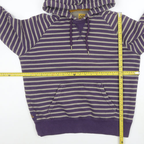 Joules Womens Purple Beige Stripe Pullover Hoodie Size 14 Cotton