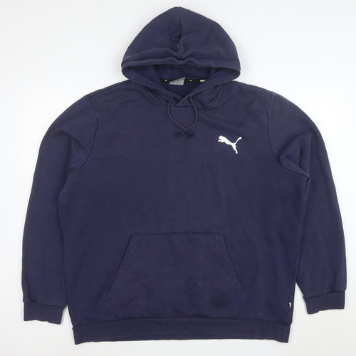 Puma Men's Blue Pullover Hoodie XL Logo Fleece Sweatshirt
