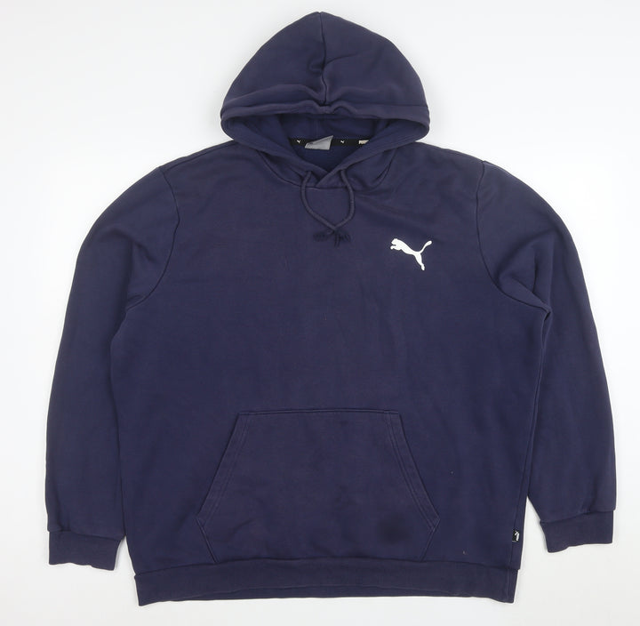 Puma Men's Blue Pullover Hoodie XL Logo Fleece Sweatshirt