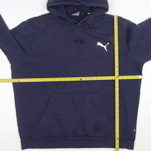 Puma Men's Blue Pullover Hoodie XL Logo Fleece Sweatshirt