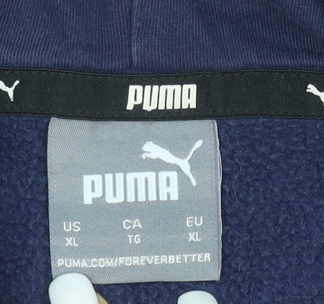 Puma Men's Blue Pullover Hoodie XL Logo Fleece Sweatshirt