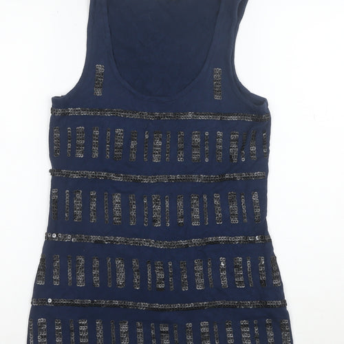 River Island Women's Blue Sequin Tank Top Size 12 Camisole Style