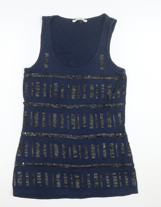 River Island Women's Blue Sequin Tank Top Size 12 Camisole Style