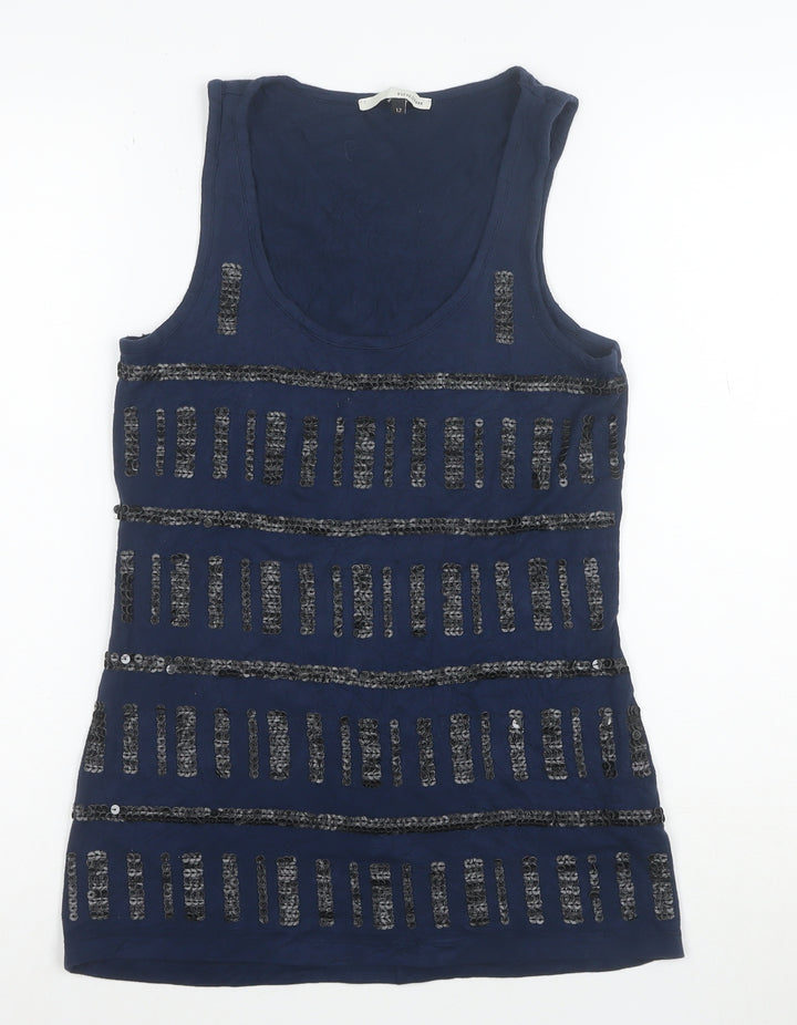 River Island Women's Blue Sequin Tank Top Size 12 Camisole Style