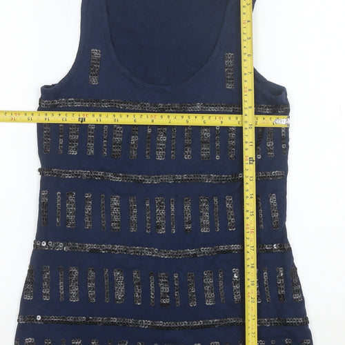 River Island Women's Blue Sequin Tank Top Size 12 Camisole Style